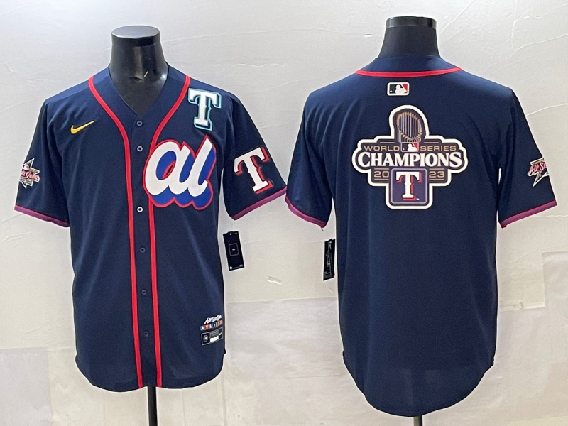 Men 2025 Texas Rangers blank blue Nike MLB All Star jersey style 9->texas rangers->MLB Jersey